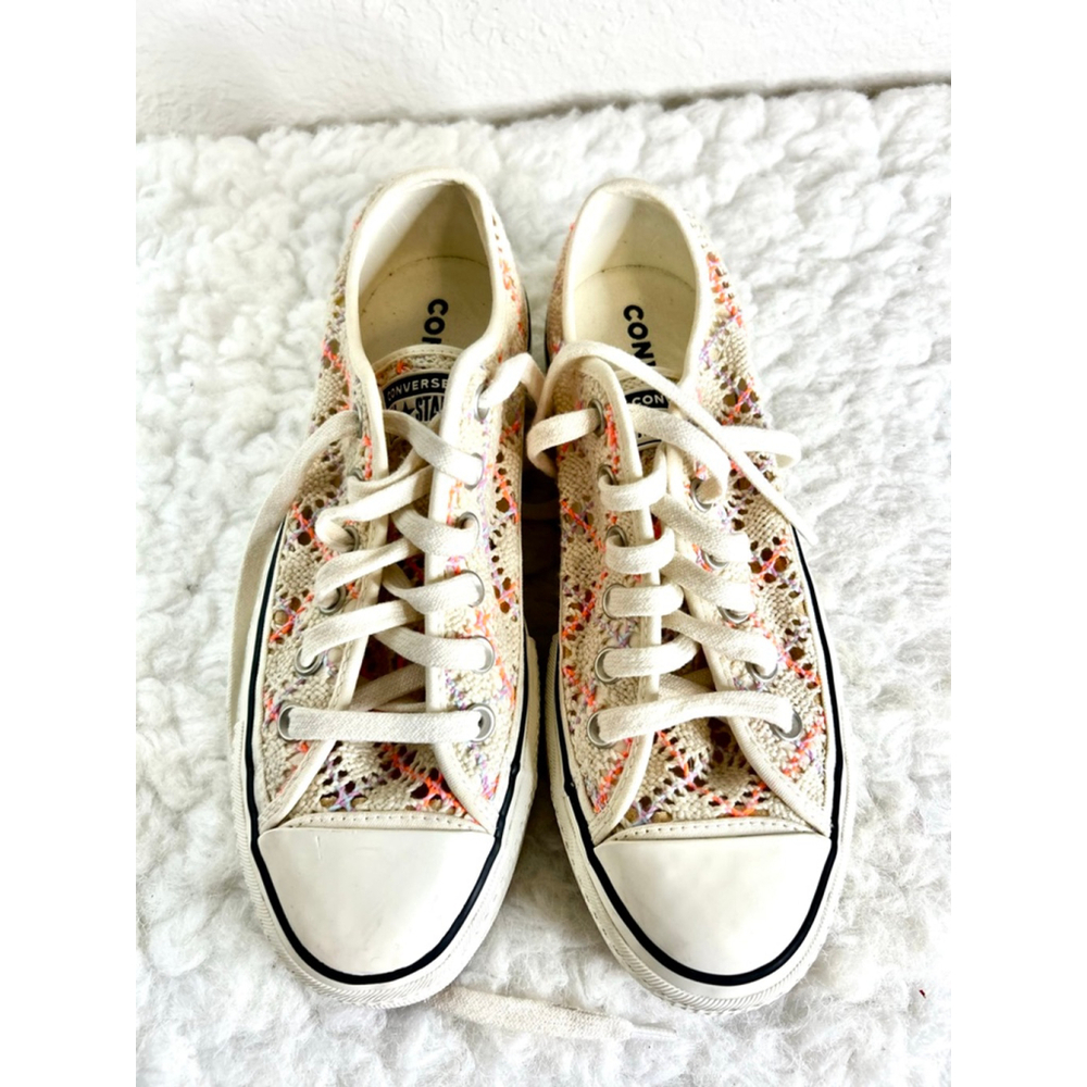Converse Chuck Taylor All Star Boho Crochet Platform Low Top Sneakers Wmn size 8